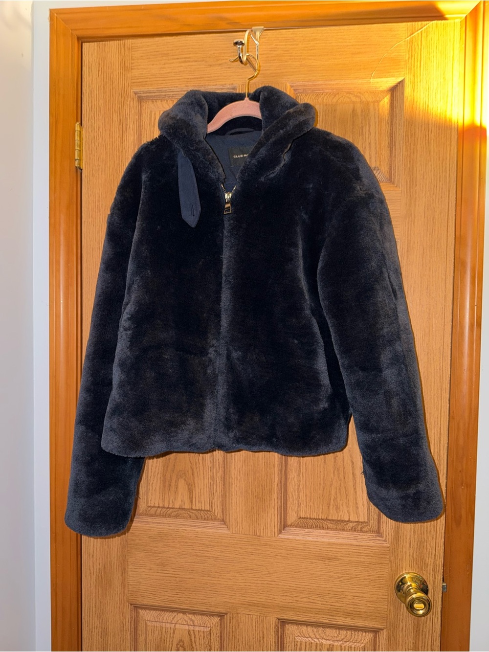 Club Monaco Black Faux Fur Hooded Ski Jacket